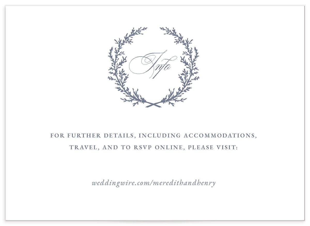 Classic Garland Wedding Enclosure Cards front in French Blue