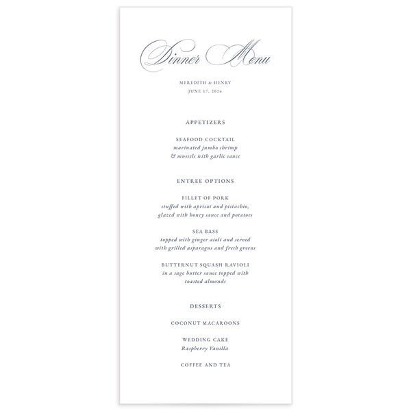 Classic Garland Menus front in French Blue