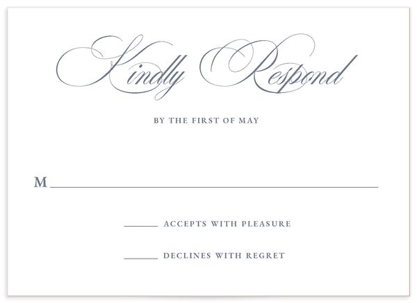 Classic Garland Wedding Response Cards front in French Blue