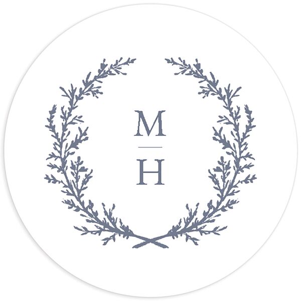 Classic Garland Wedding Stickers front in French Blue