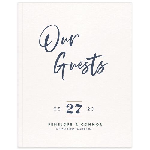 Opulent Marble Wedding Guest Book - French Blue