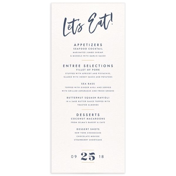 Opulent Marble Menus front in French Blue