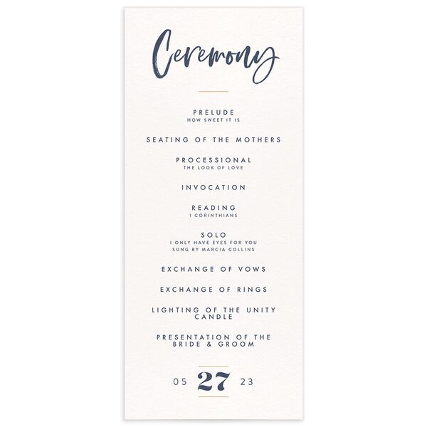 Opulent Marble Wedding Programs front in French Blue
