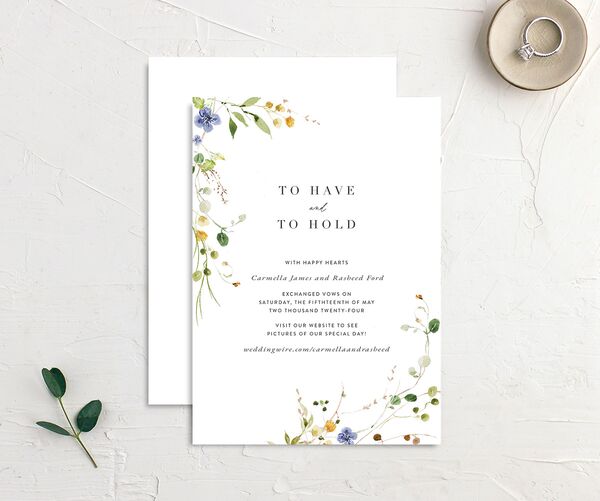 Winding Wildflower Change the Date Cards front-and-back in Pure White