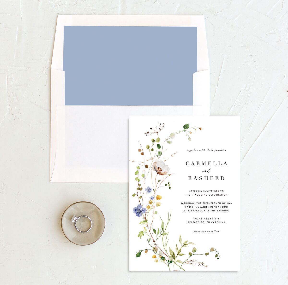 Winding Wildflower Envelope Liner envelope-and-liner in Pure White