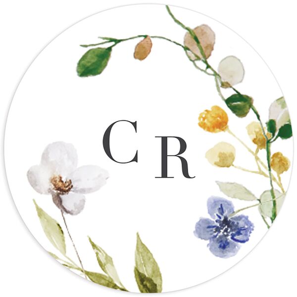 Winding Wildflower Wedding Stickers front in Pure White