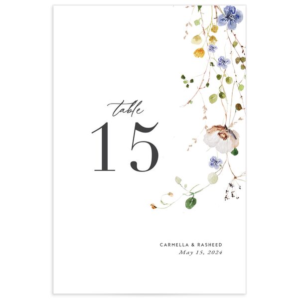 Winding Wildflower Table Numbers front in Pure White