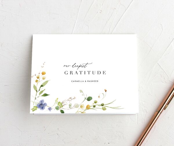 Winding Wildflower Thank You Cards front in Pure White