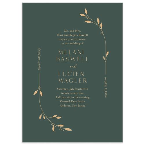 Gilded Sprigs Wedding Invitations - Dark Emerald