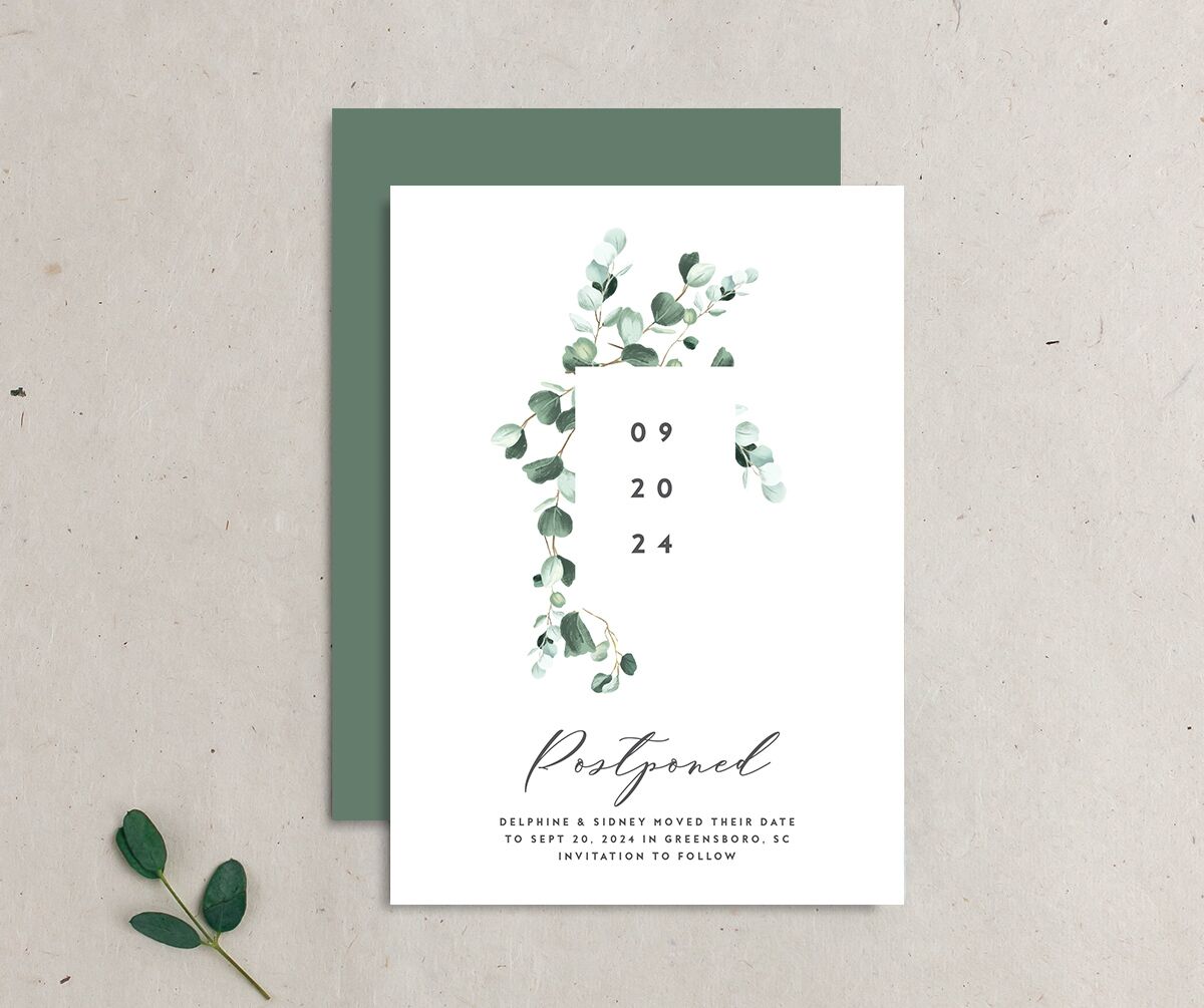 Eucalyptus Sprig Change the Date Cards front-and-back in Pure White