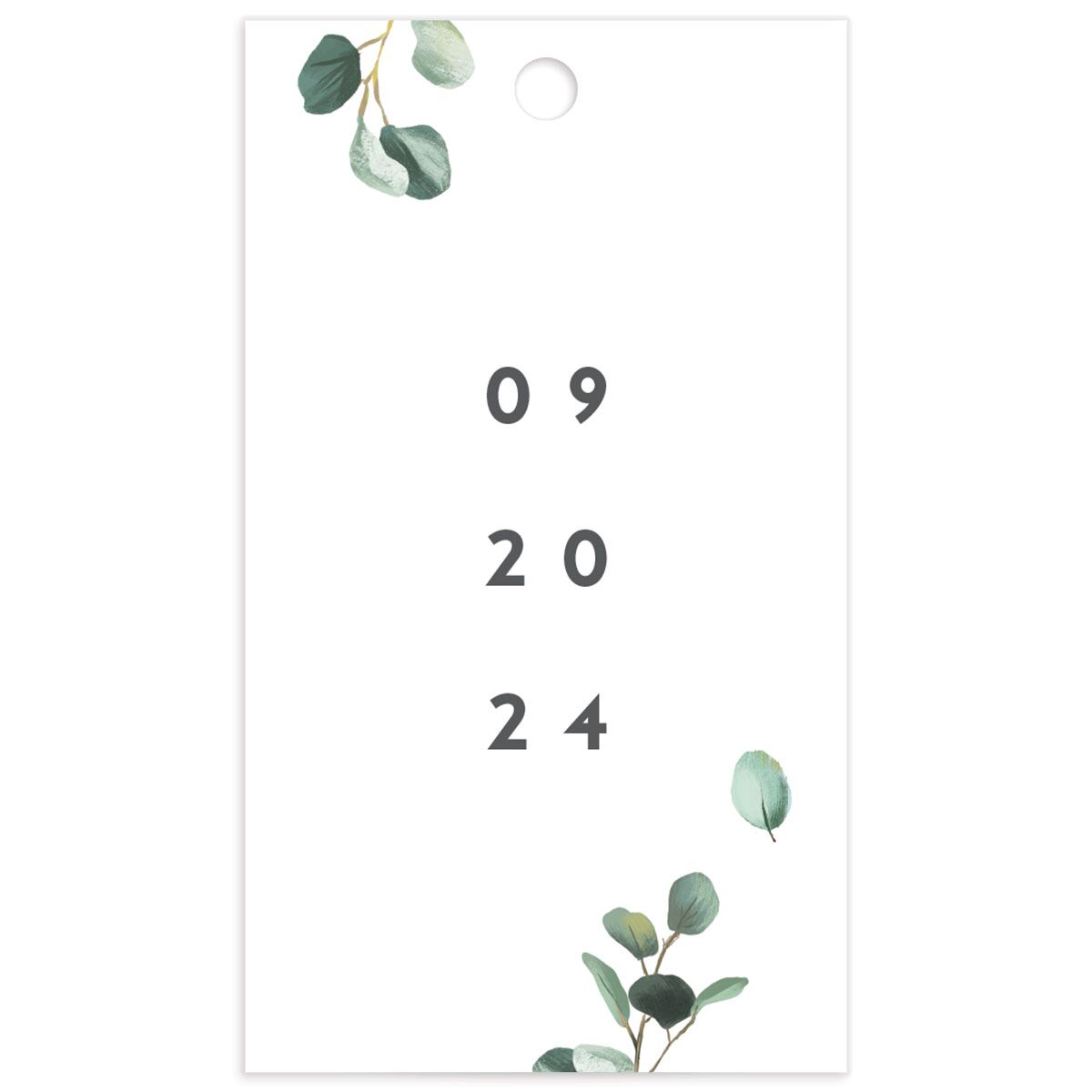 Eucalyptus Sprig Favor Gift Tags front in Pure White