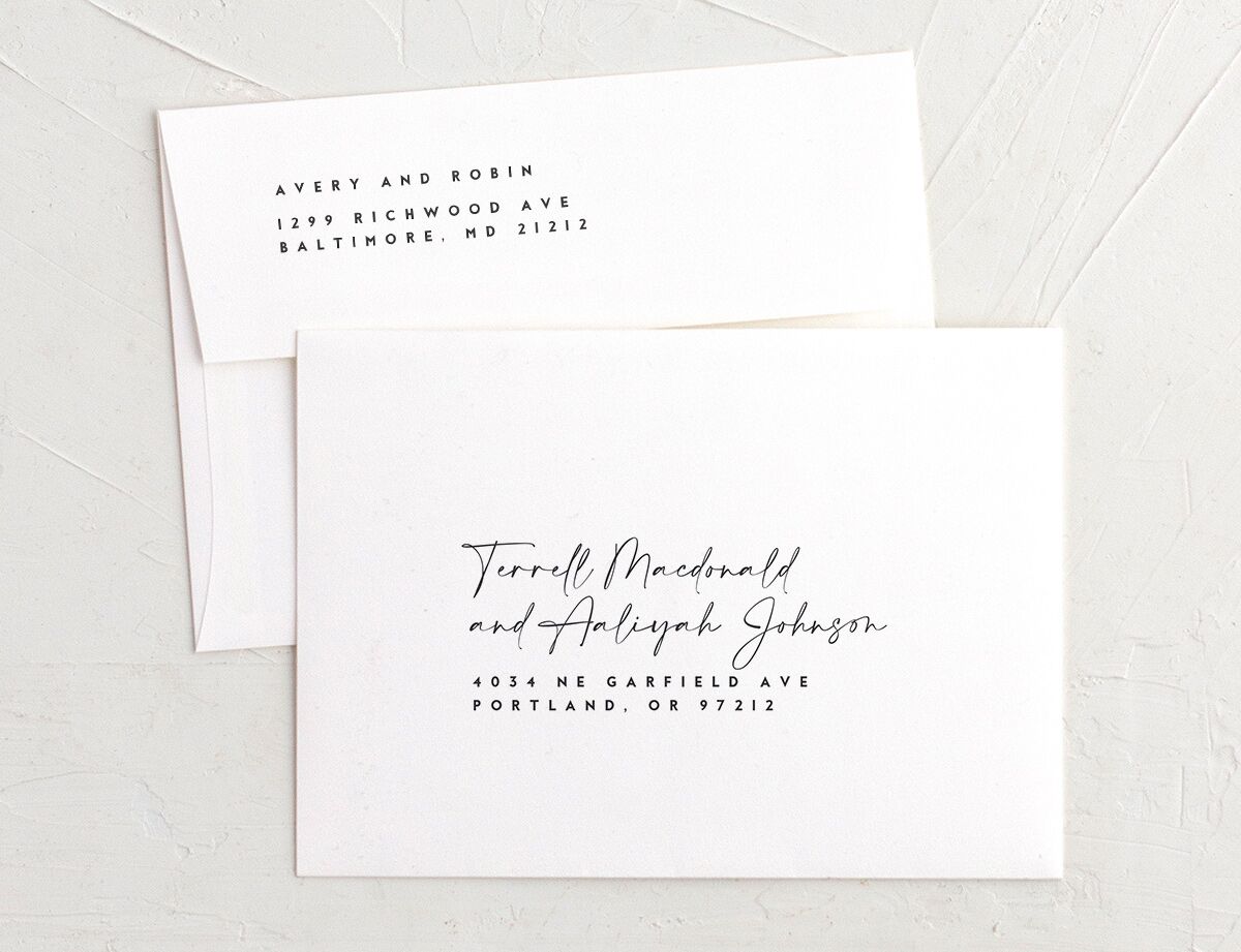 Elegant Contrast Bridal Shower Invitation Envelopes front in Silver