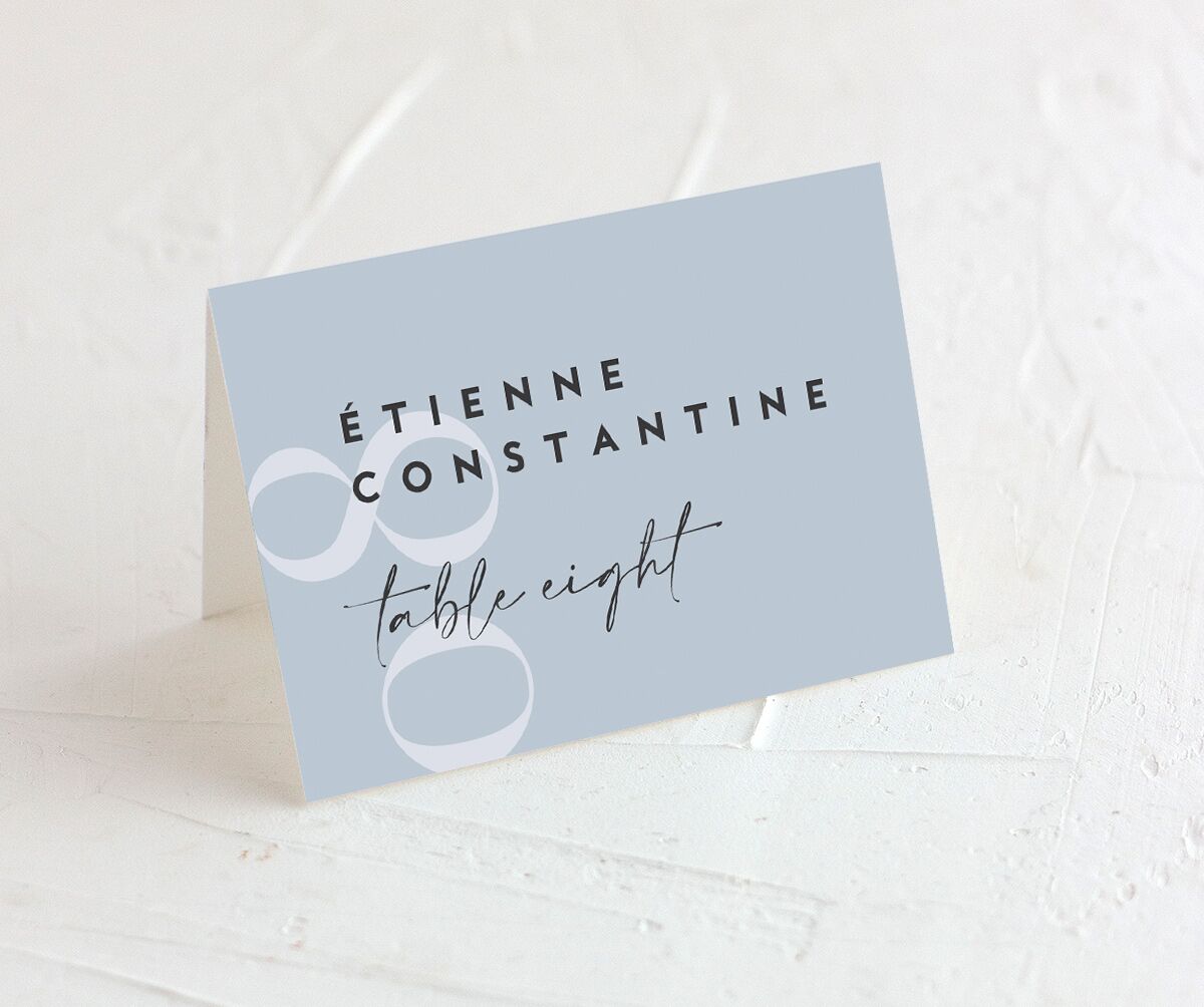 Elegant Contrast Place Cards front in French Blue