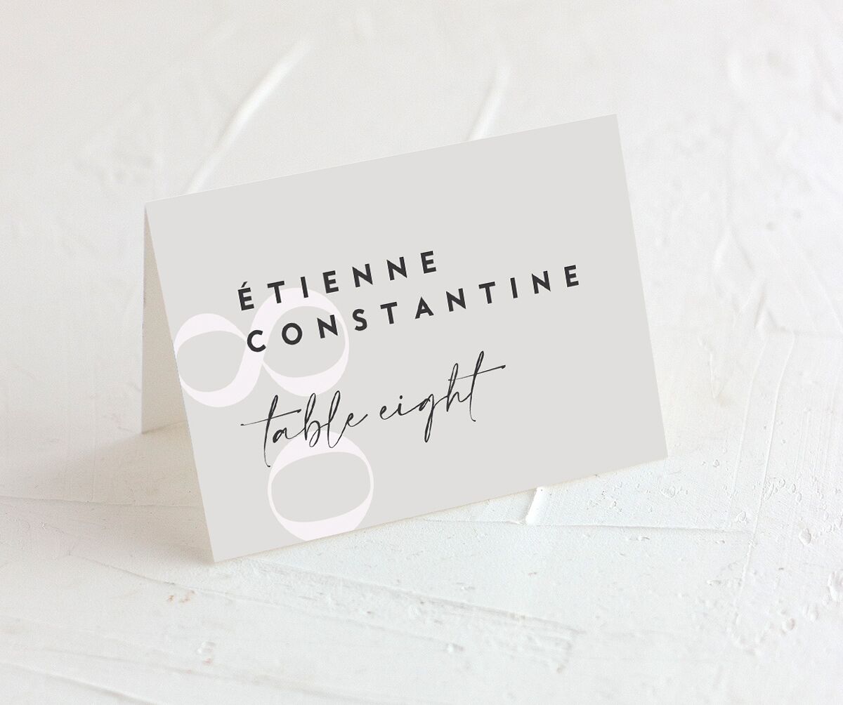 Elegant Contrast Place Cards front in Silver