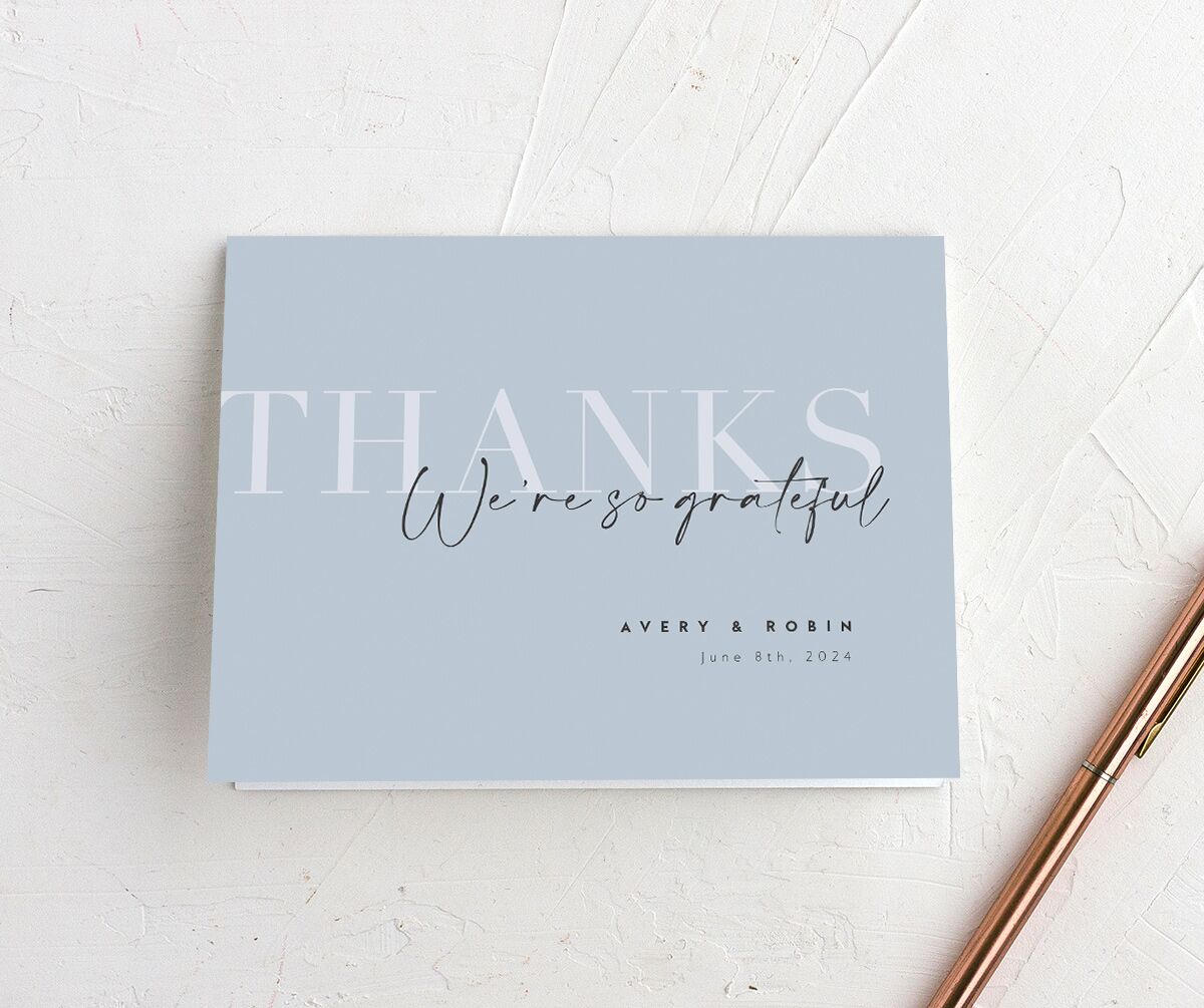 Elegant Contrast Thank You Cards front in French Blue