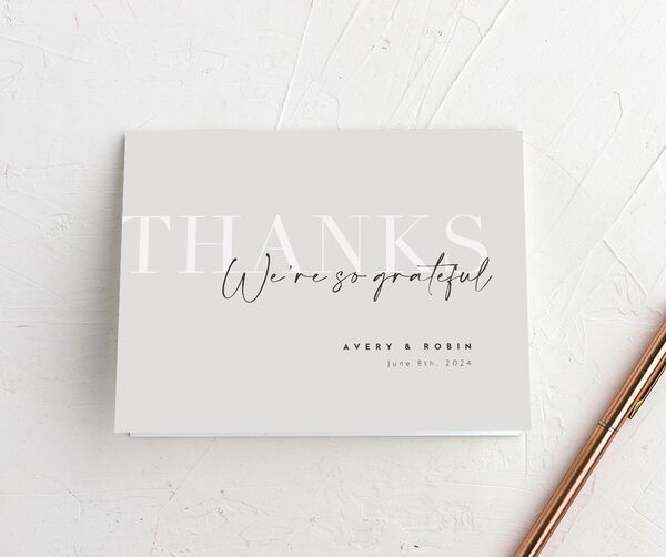 Elegant Contrast Thank You Cards front in Silver