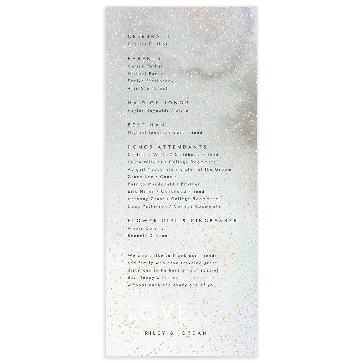 Pearlescent Finish Wedding Programs back in Champagne