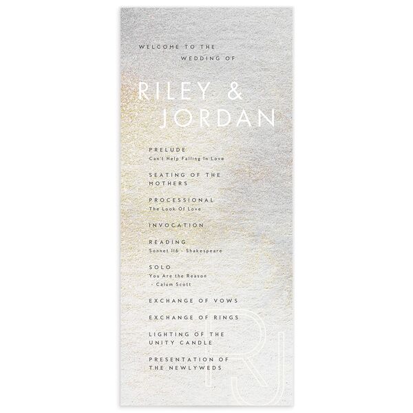 Pearlescent Finish Wedding Programs front in Champagne