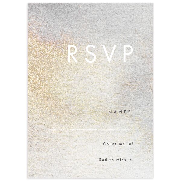 Pearlescent Finish Wedding Response Cards front in Champagne