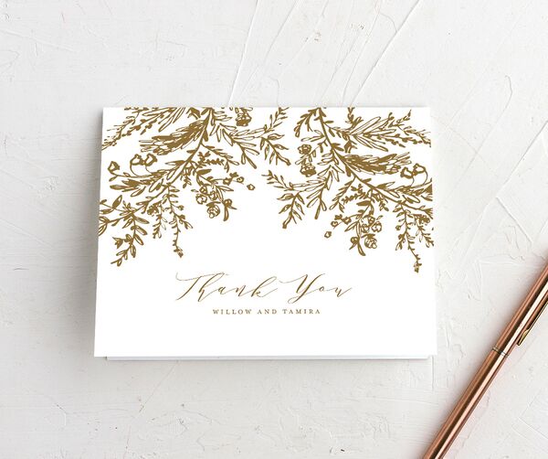 Graceful Laurel Thank You Cards front in Dijon