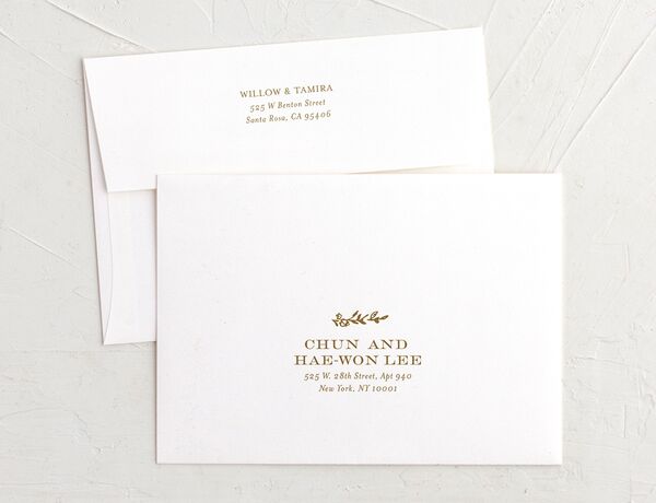 Graceful Laurel Wedding Invitation Envelopes front in Dijon