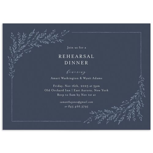 Exquisite Branches Rehearsal Dinner Invitations - Moody Blue