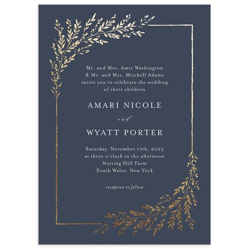 Exquisite Branches Wedding Invitations - Moody Blue