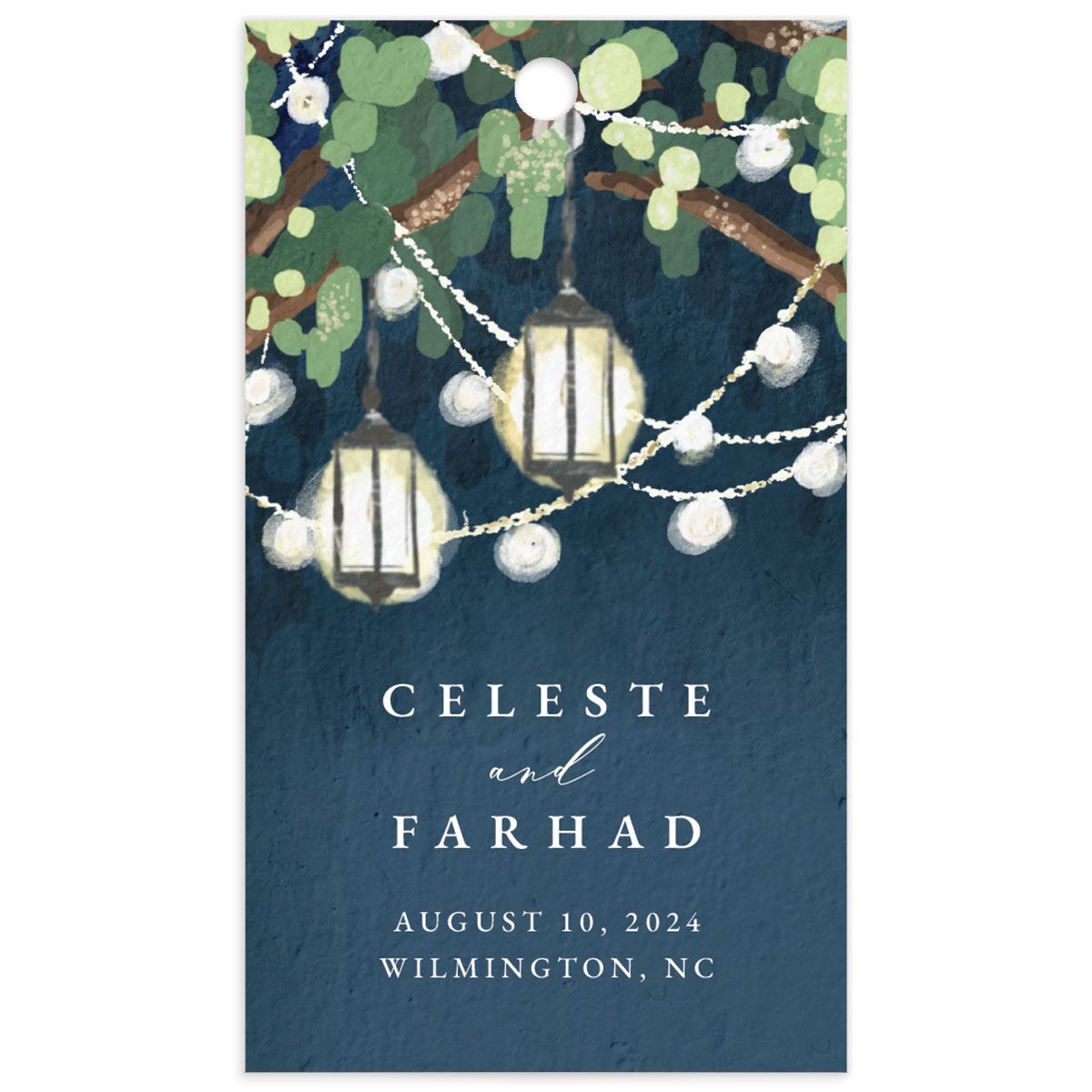 Garden Lights Favor Gift Tags front in French Blue