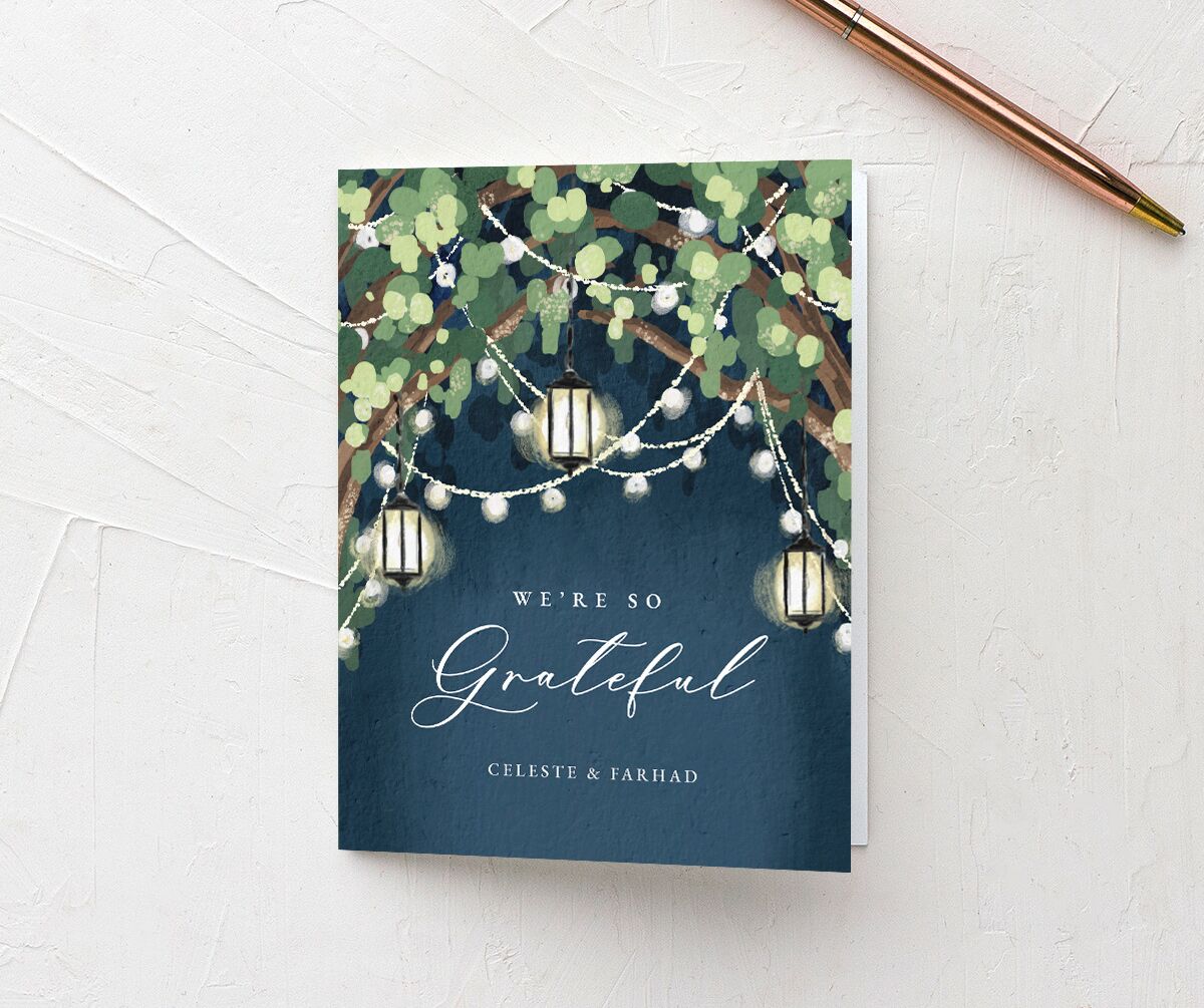 Garden Lights Thank You Cards front in French Blue