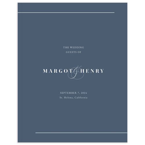 Refined Initials Wedding Guest Book - French Blue