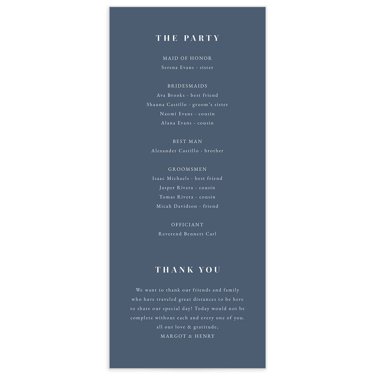 Refined Initials Wedding Programs back in French Blue