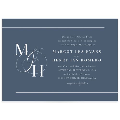 Refined Initials Wedding Invitations - French Blue