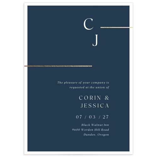 Refined Accent Wedding Invitations - Moody Blue