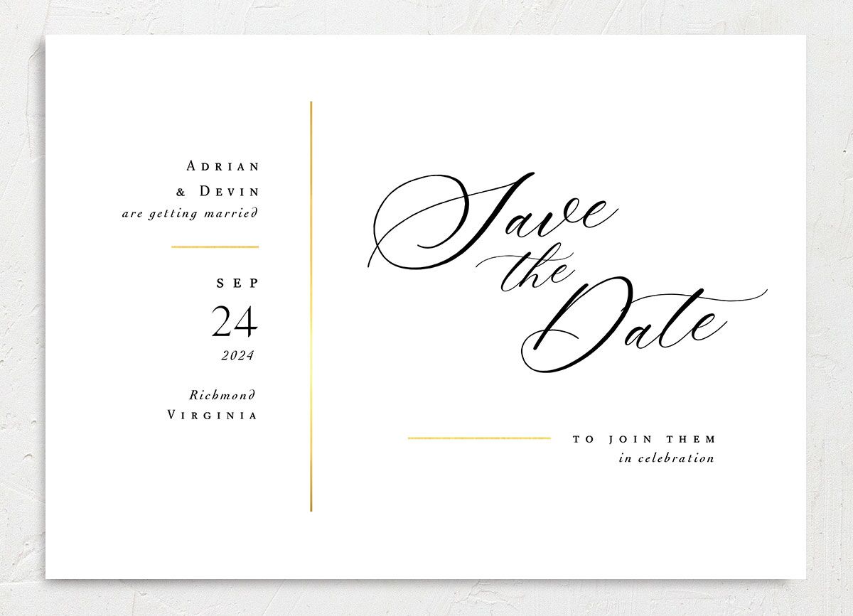 Romantic Lettering Save the Date Cards front in Pure White