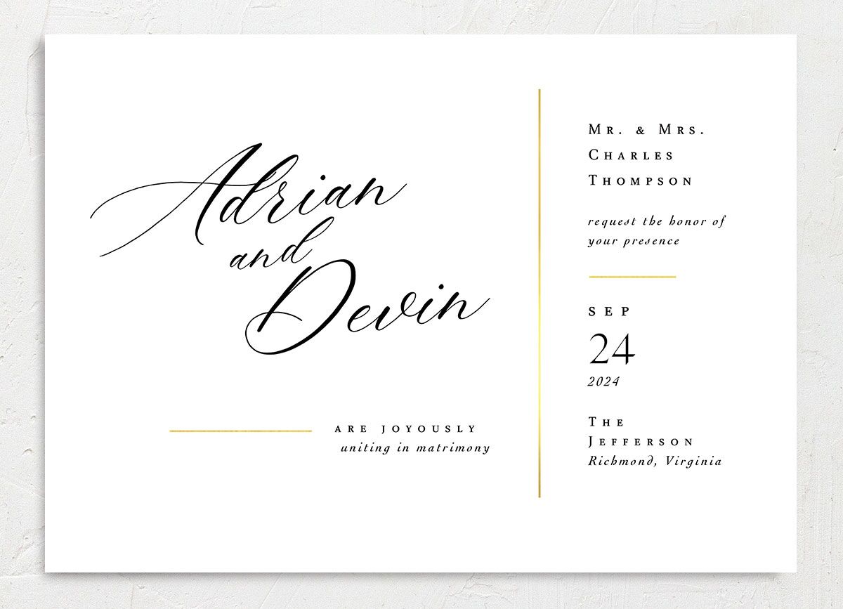 Romantic Lettering Wedding Invitations front in Pure White
