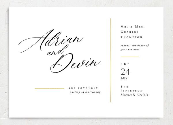 Romantic Lettering Wedding Invitations front in Pure White