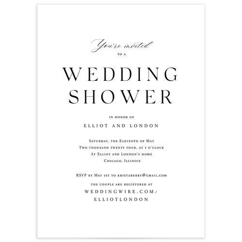 Noble Typography Bridal Shower Invitations