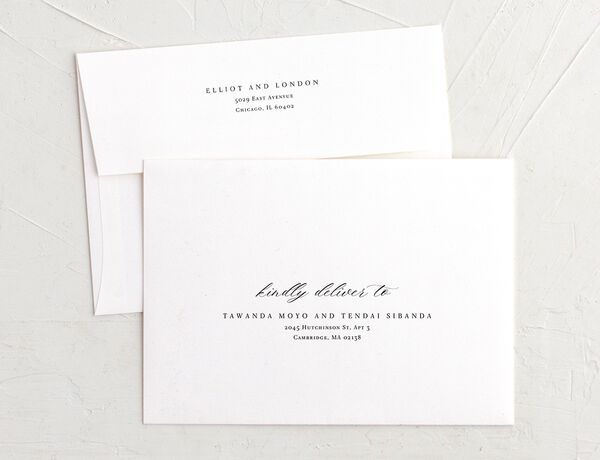 Noble Typography Bridal Shower Invitation Envelopes front in Pure White