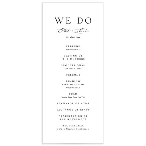 Noble Typography Wedding Programs