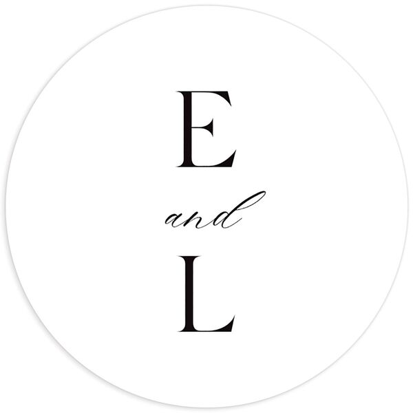 Noble Typography Wedding Stickers front in Pure White