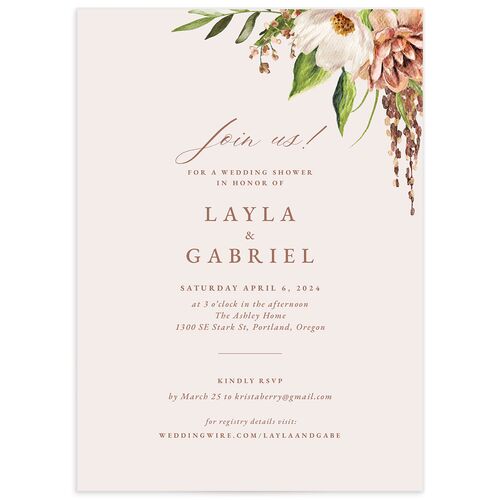 Painted Blossoms Bridal Shower Invitations - Midnight