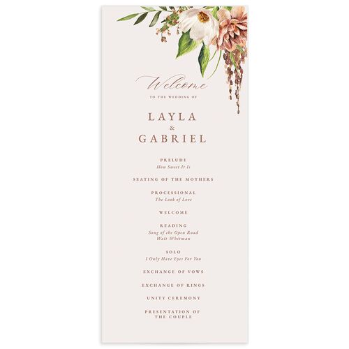 Painted Blossoms Wedding Programs