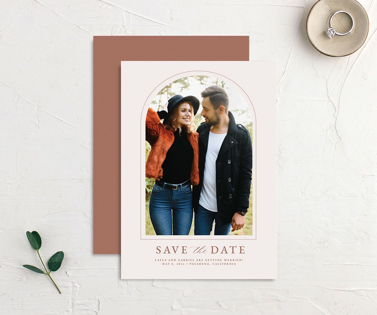 Painted Blossoms Save the Date Cards front-and-back in Black