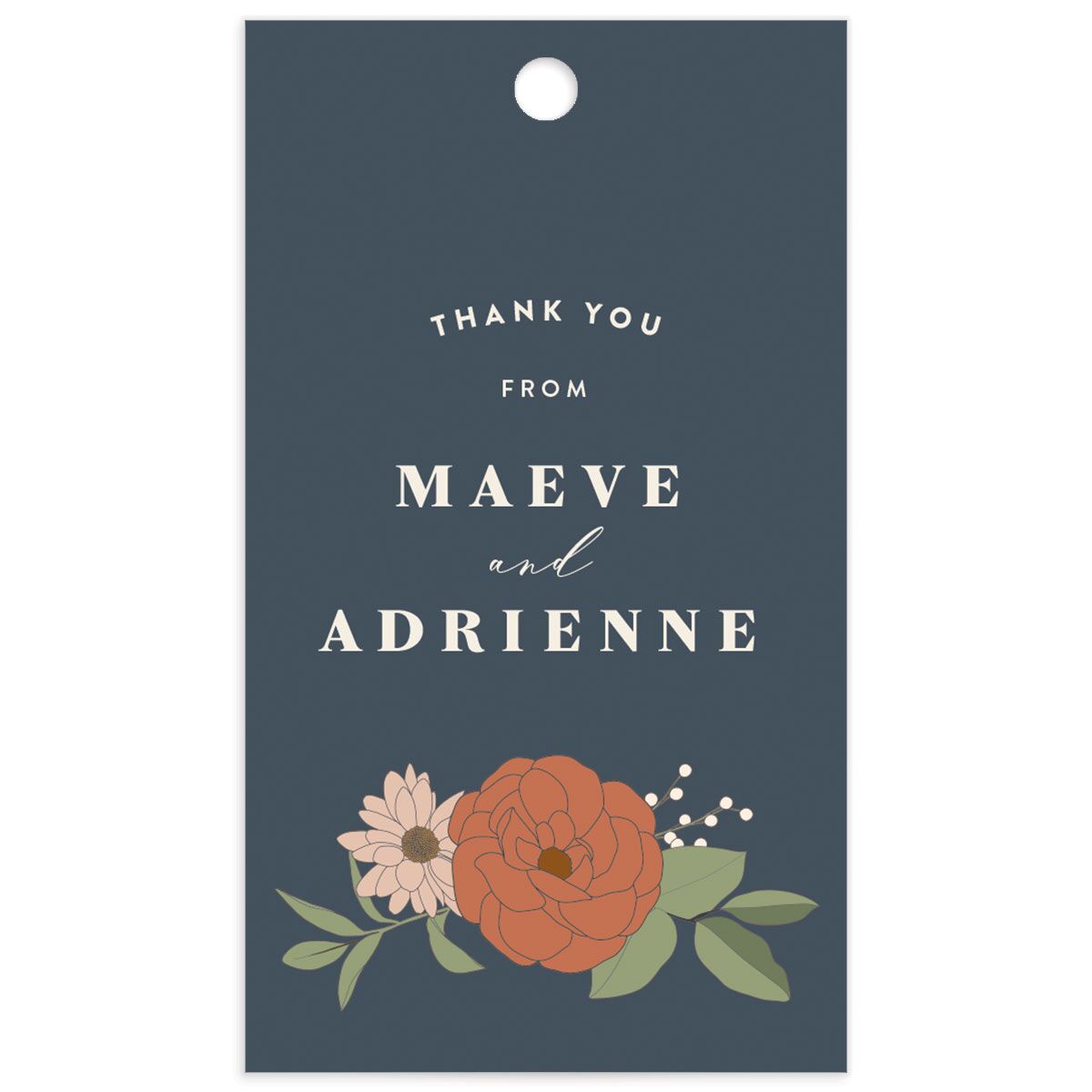 Nouveau Floral Favor Gift Tags front in French Blue