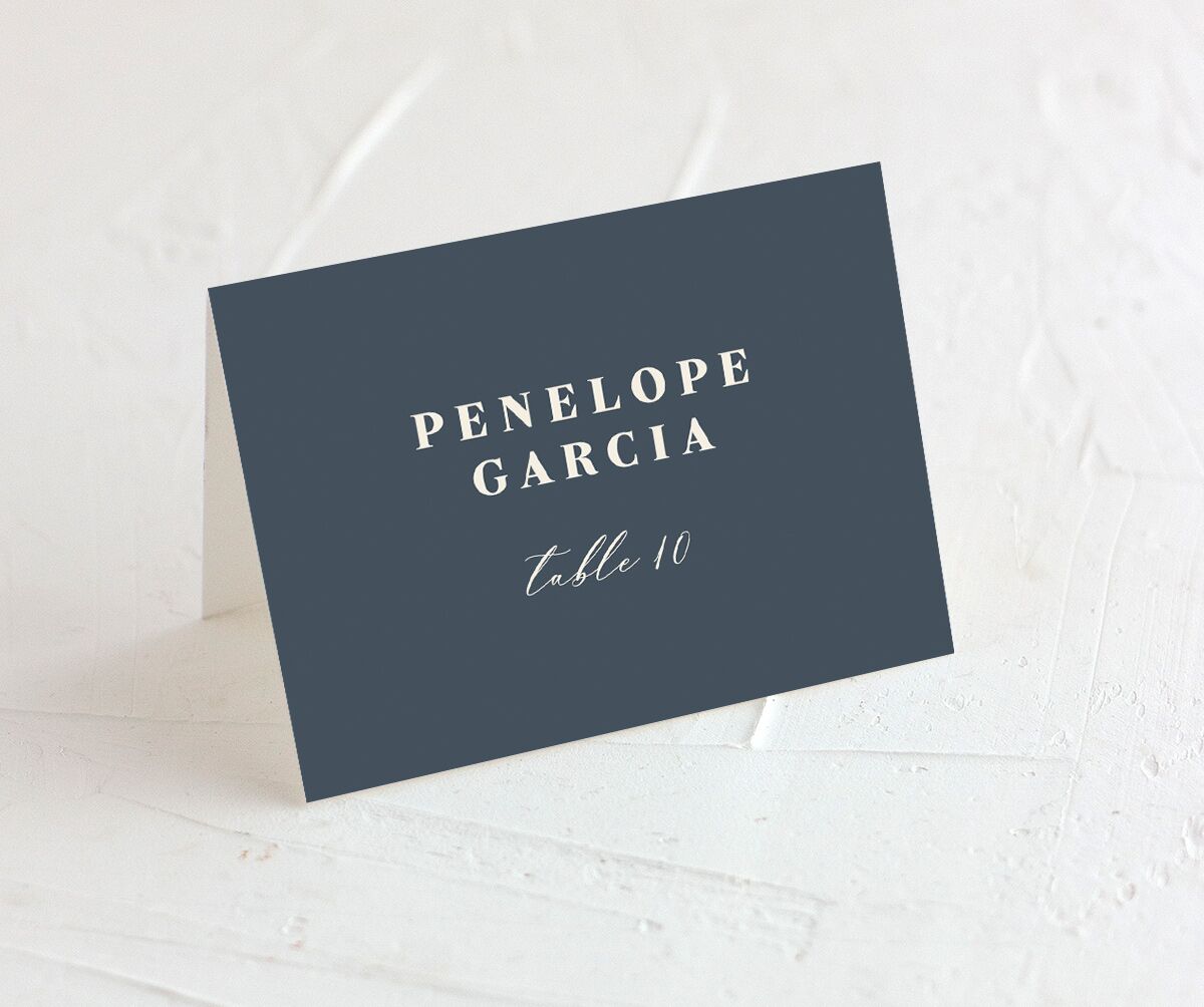 Nouveau Floral Place Cards front in French Blue