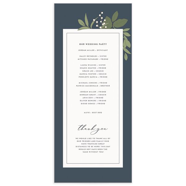Nouveau Floral Wedding Programs back in French Blue