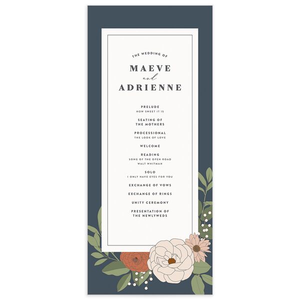 Nouveau Floral Wedding Programs front in French Blue