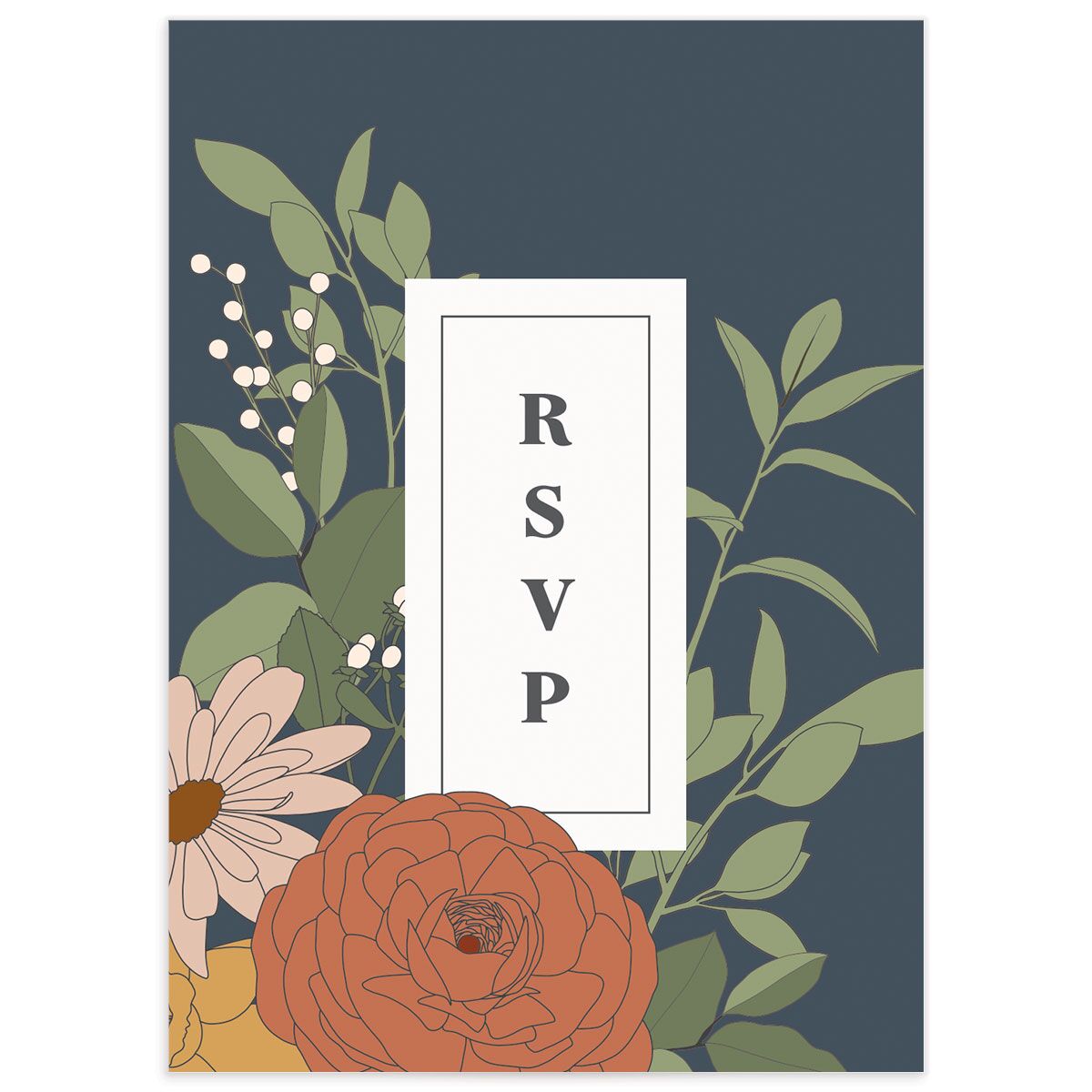 Nouveau Floral Wedding Response Cards back in French Blue