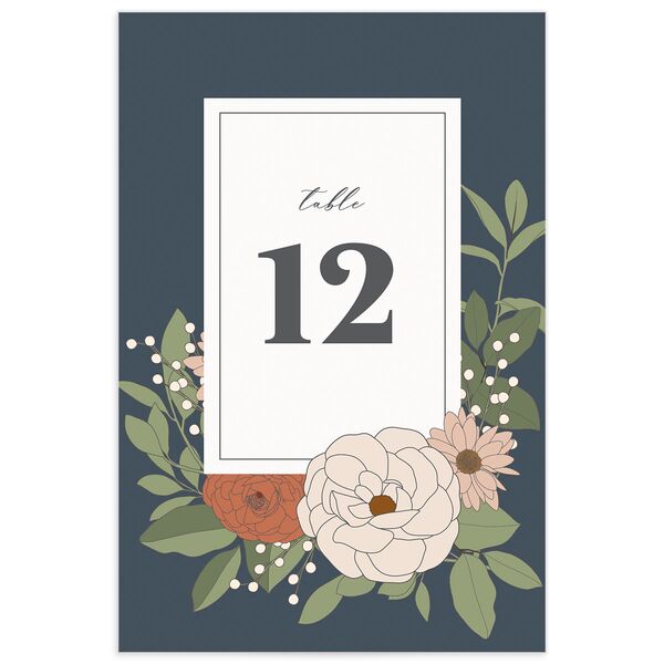 Nouveau Floral Table Numbers front in French Blue