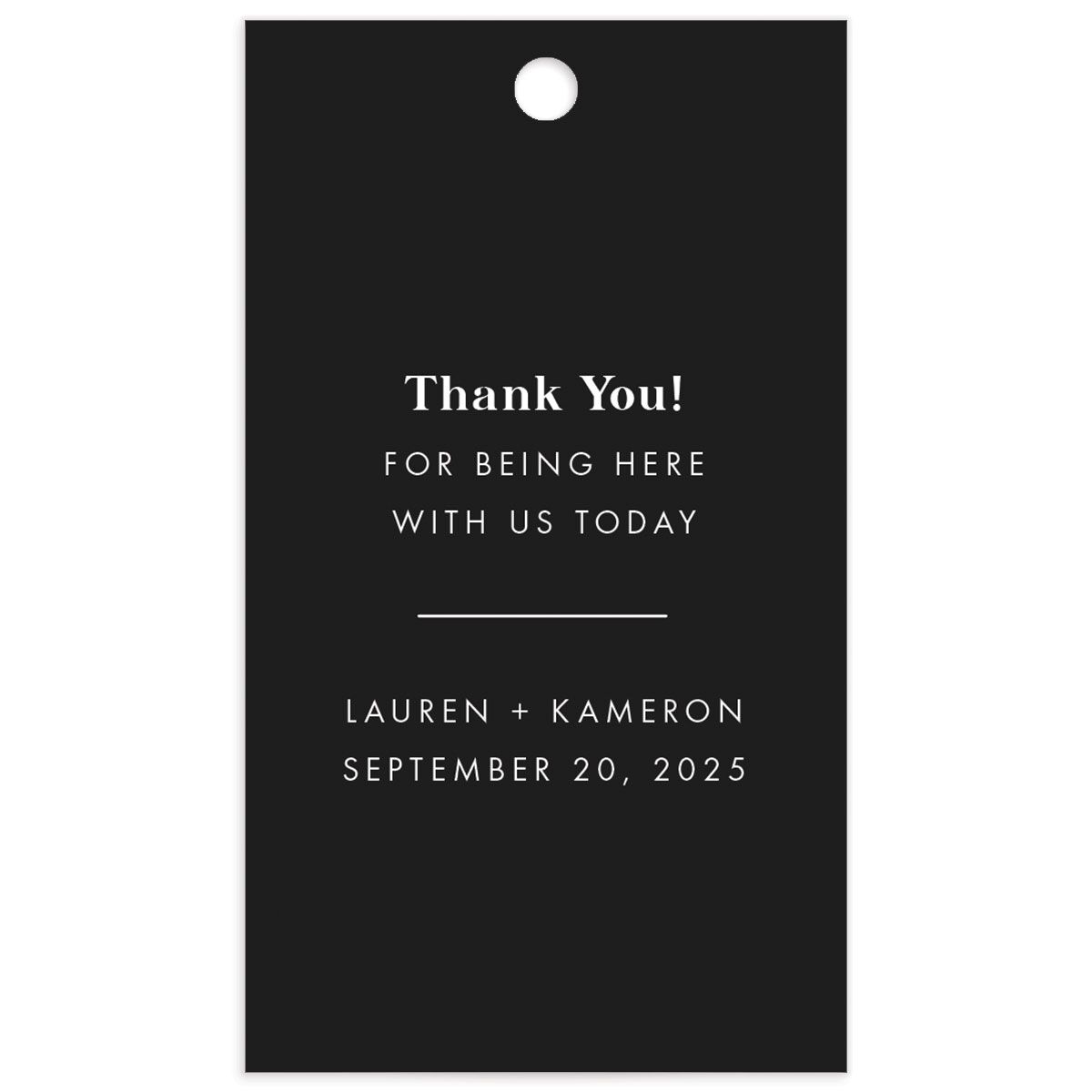 Minimal Oval Favor Gift Tags front in Midnight